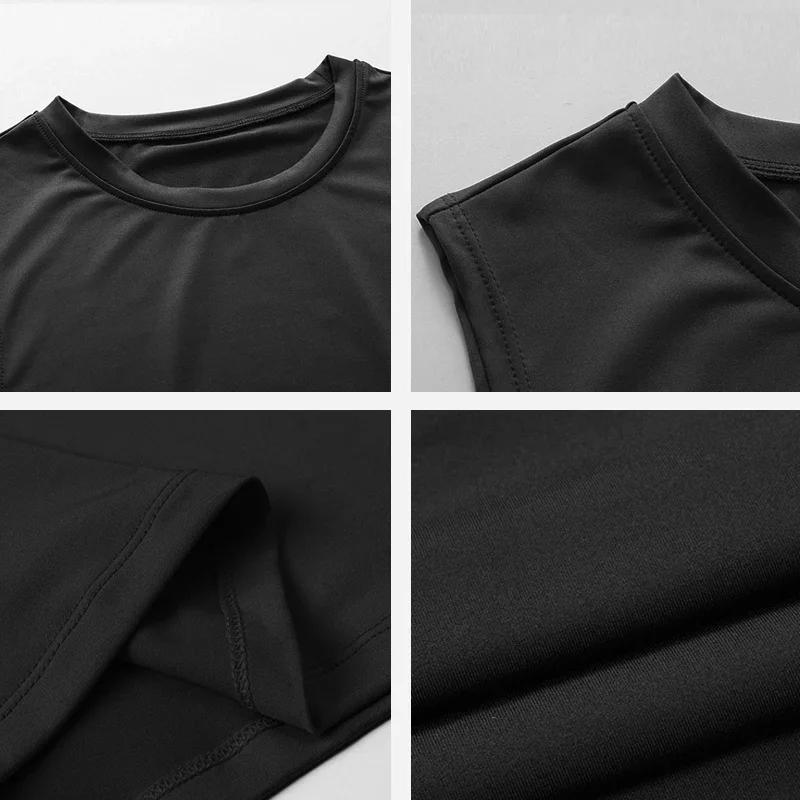 Chemise de Compression pour hommes, gilet de course, été, soie glacée, séchage rapide, T-shirt de sp