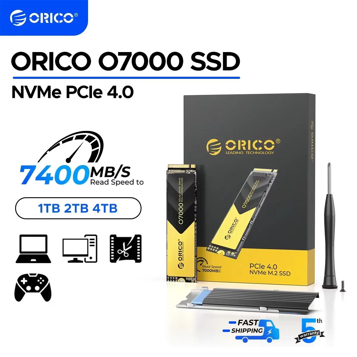 ORICO PCIe4.0 M.2 NVMe SSD PS5 Gaming 7400 mo/s disque SSD interne M Key 2280 SSD pour les créateurs