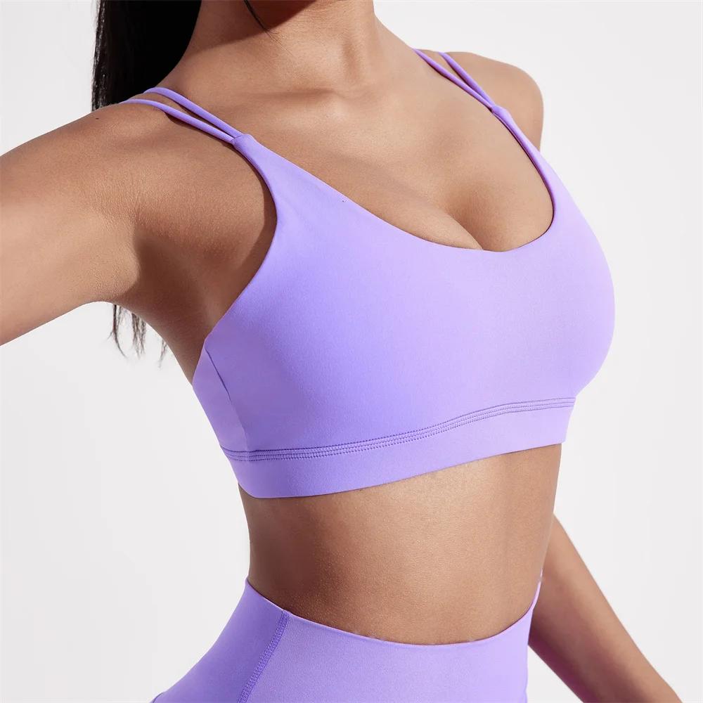 Soutien-gorge de sport résistant aux chocs pour femme, haut de fitness, doux et serré, entraînement