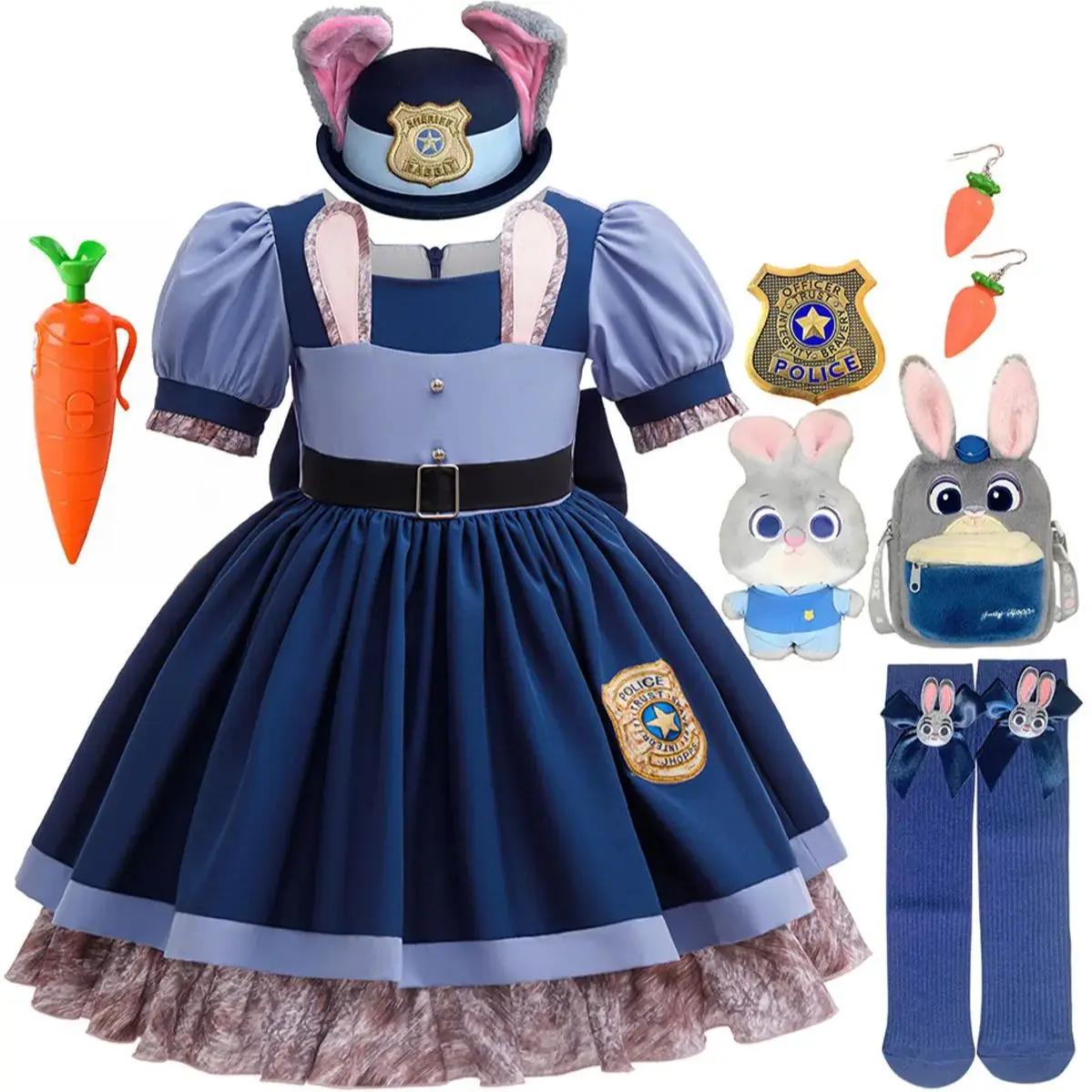 Costume de lapin mignon et courageux de la film Zootopia 2 de Disney pour bébé fille, jeu de rôle Ju