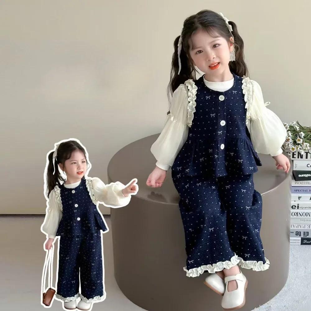 Bear Leader – vêtements d'automne pour enfants, Imitation Denim à volants, vêtements pour filles, gi