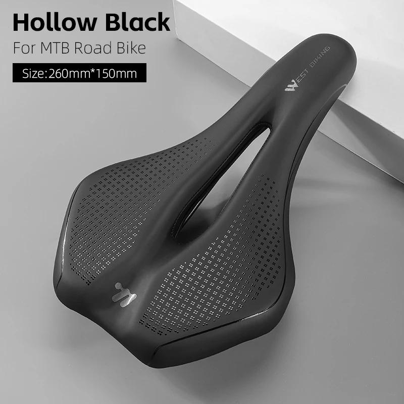 WEST BIKING Selle de vélo confortable, siège en cuir PU résistant à l'usure, creux, adapté pour vélo
