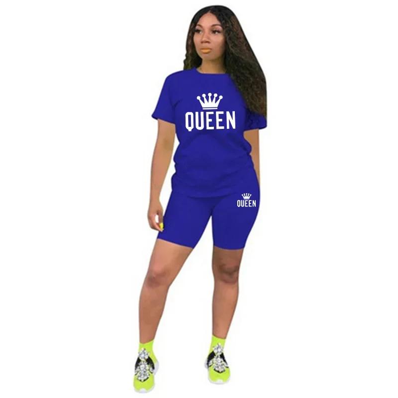 Ensemble de survêtement 2 pièces imprimé Queen pour femme, t-shirt et short, vêtements de sport déco