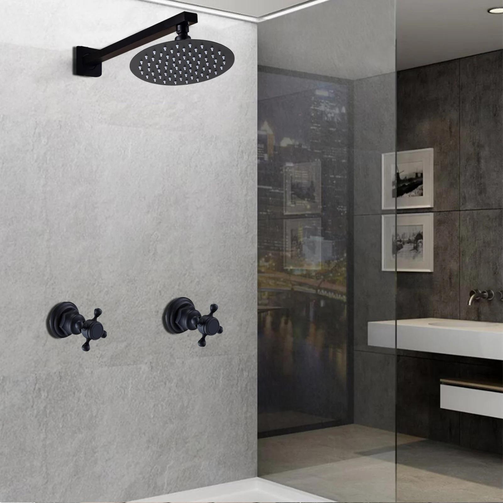HOShower-Pommeau de douche à effet pluie noir avec assujetde centre commercial