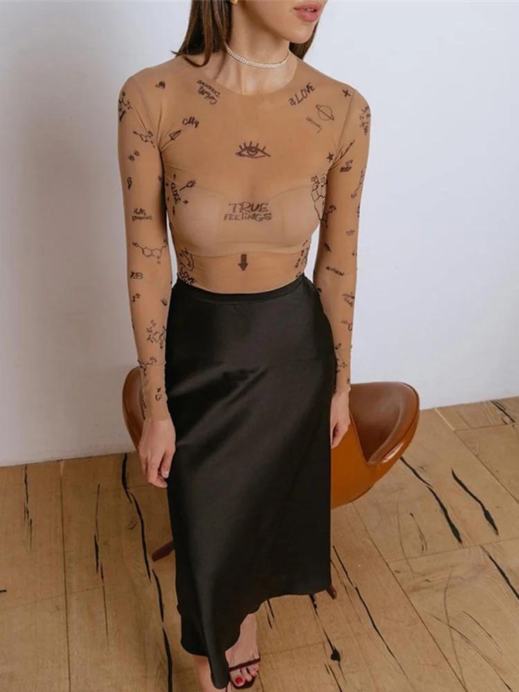 Haut une pièce moulant et Sexy pour femmes, body à manches longues, col rond, vêtements de fête de b