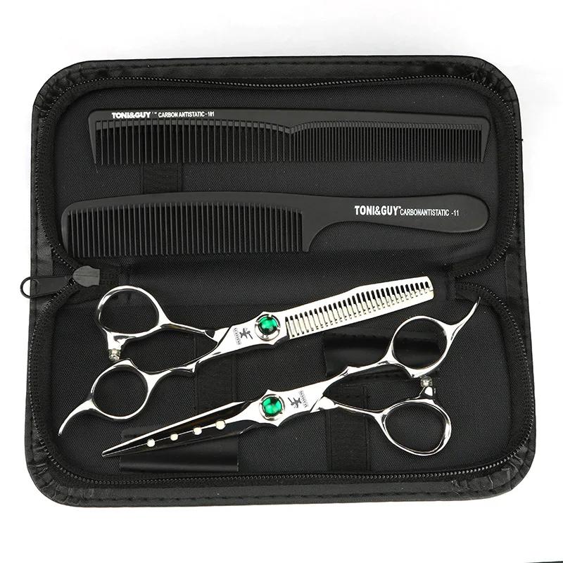 Ciseaux à cheveux professionnels en acier VG10 de 6 pouces, ensemble de ciseaux de coupe et d'aminci