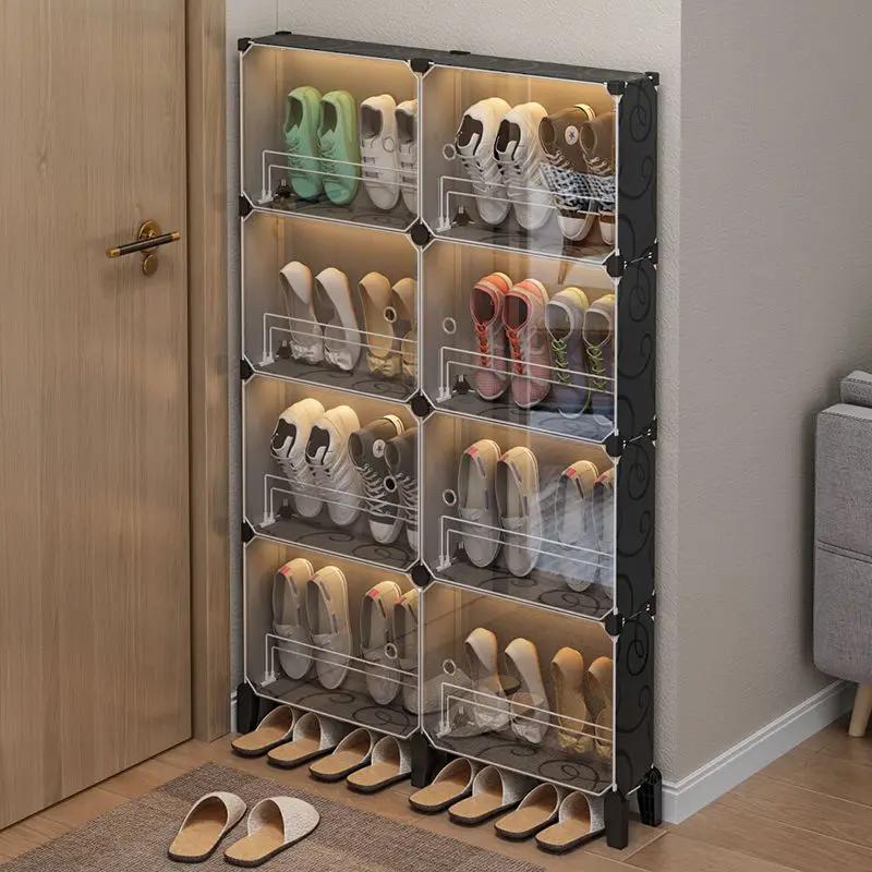 Boîte de rangement multicouche transparente pour chaussures, armoire de salon, étagère de couloir, m