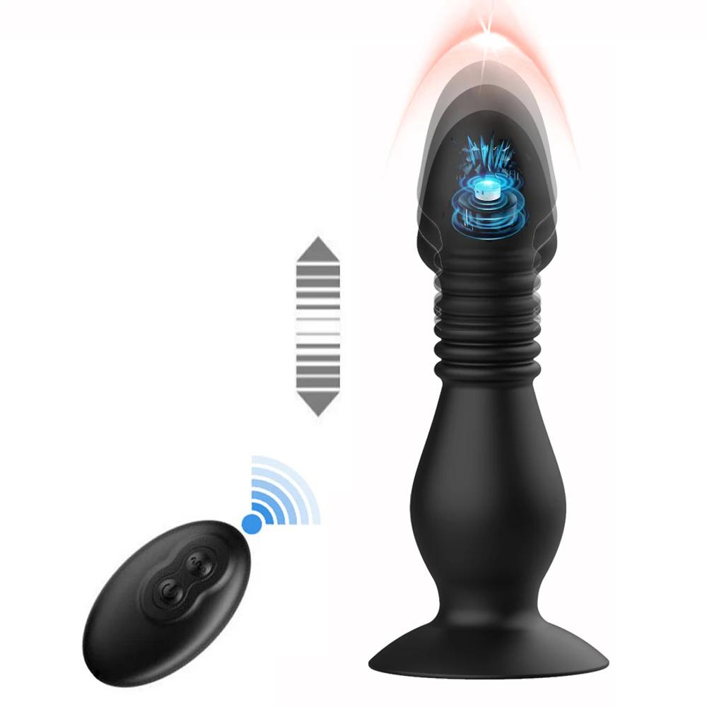 Vibromasseur avec ventouse, masseur anal de poussée, télécommande sans fil pour un plaisir étendu et