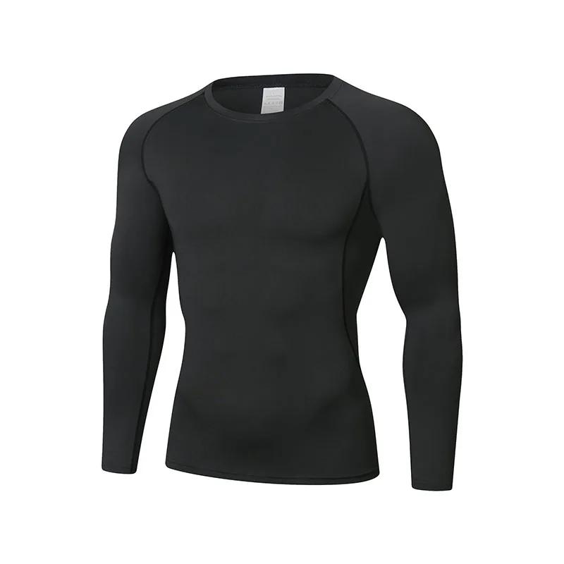 T-shirt de sport à manches longues pour hommes, coupe ajustée, absorbant la sueur, respirant, combin