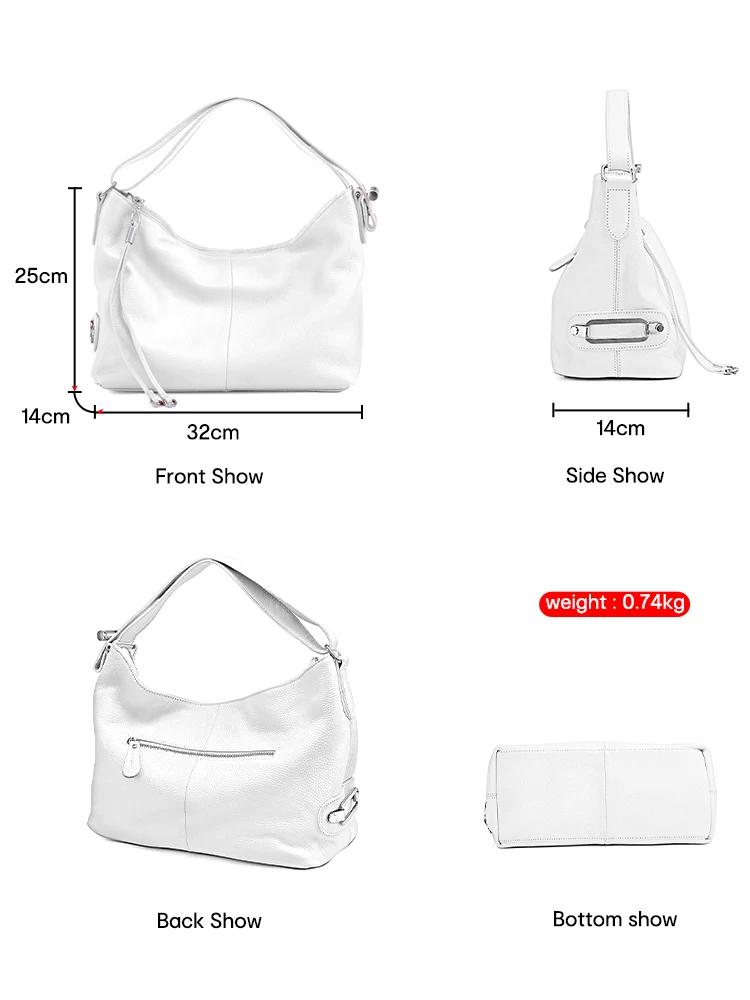 Zency – sac à bandoulière en cuir véritable pour femmes, sac élégant de grande capacité, couleur bei