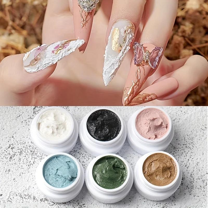 6 couleurs Gel Nail Art plâtre effet 3D sable Texture pas besoin couche de finition Gel vernis UV ve
