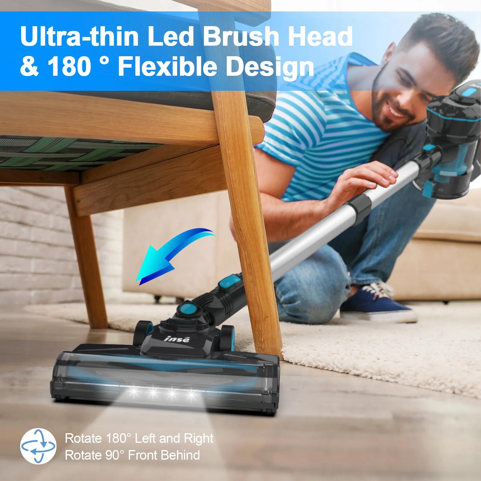 Aspirateur sans fil INSE, aspirateur balai 20KPa jusqu'à 40 minutes d'autonomie, aspirateur balai sa