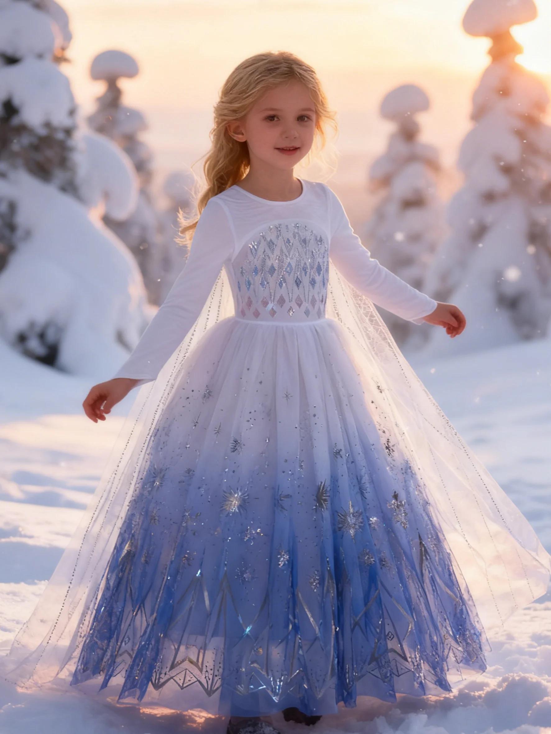 Elsa Anna enfant princesse filles robe Rapunzal enfants Cosplay Halloween robes enfants Costume robe