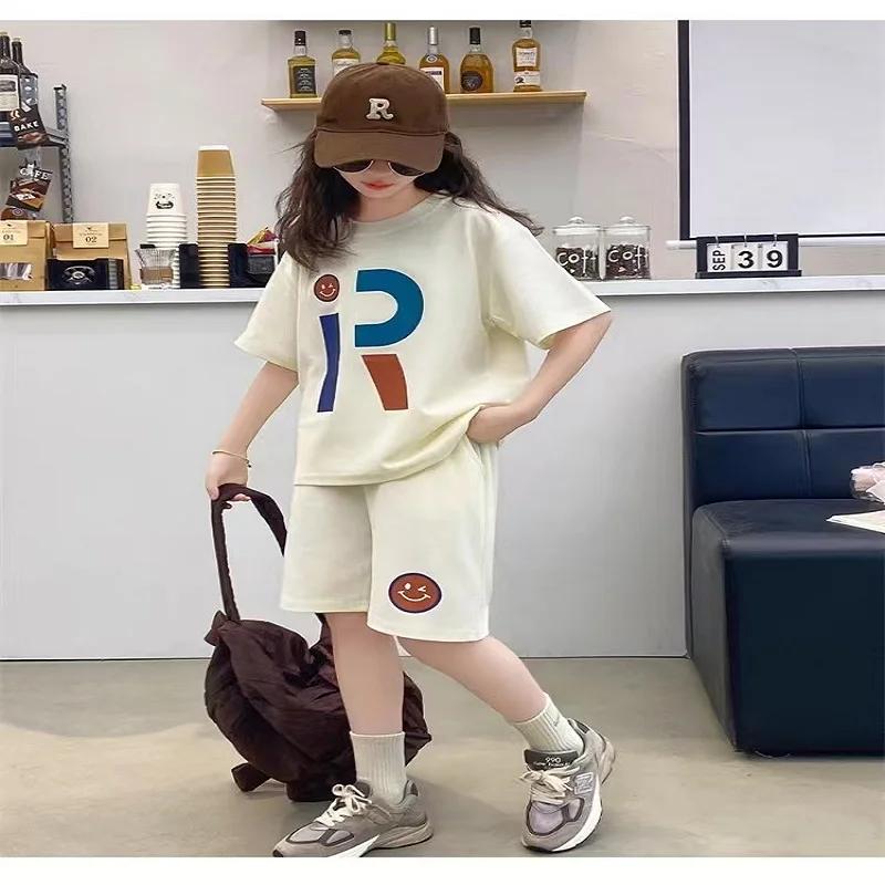 Ensemble de vêtements d'été pour adolescentes, t-shirt et short avec lettres imprimées, costume 2 pi