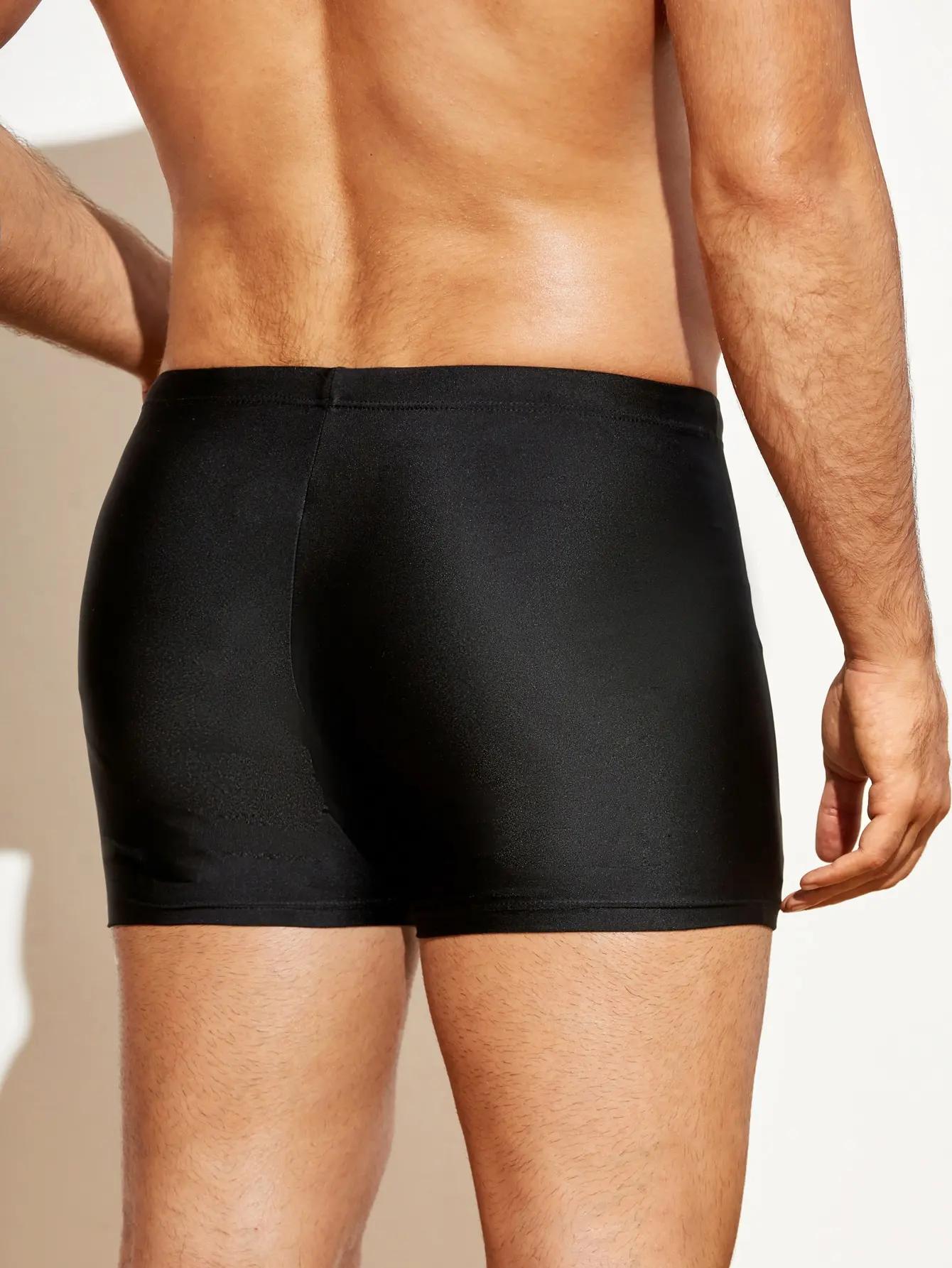 Pantalon de bain homme moulant à coins plats - Maillot de natation unie pour entraînement et sport aquatique