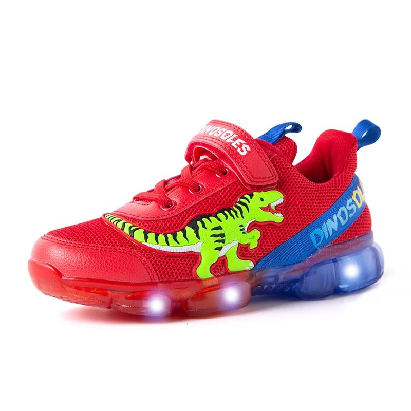 EXDINO T-REX LED 2-9Y garçons printemps automne maille chaussures de Tennis brillant enfants enfants