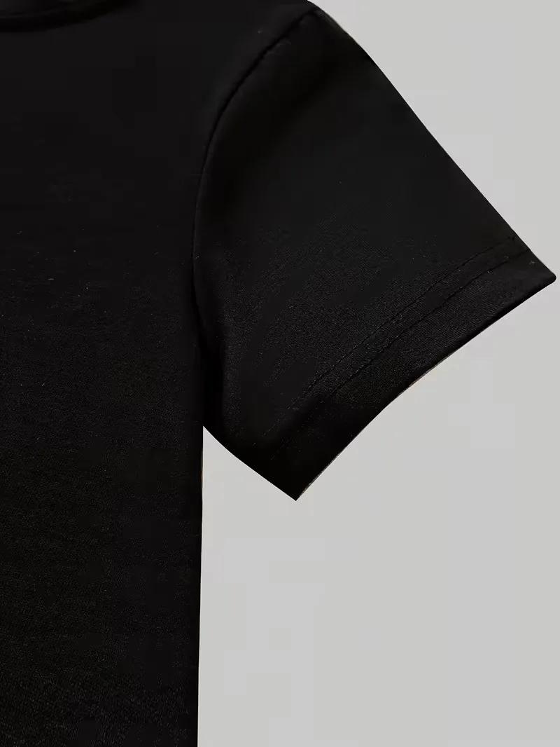 Tenue noire et violette tendance pour filles de 4 à 12 ans : T-shirt à manches courtes et pantalon é