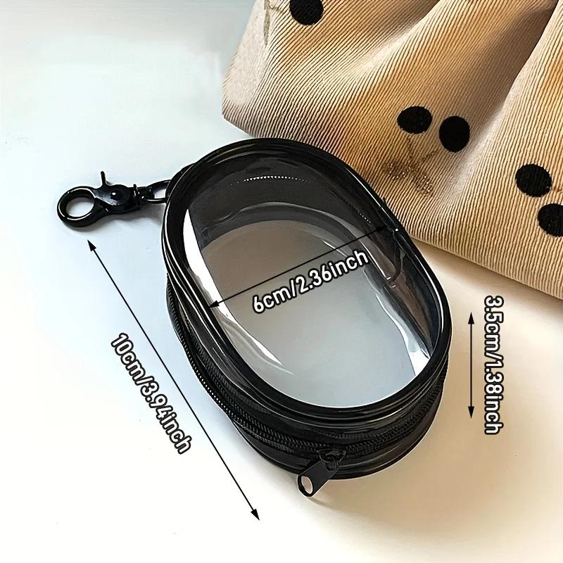 Mini sac de rangement portable à fermeture éclair transparente, polyvalent avec boucle porte-clés pr