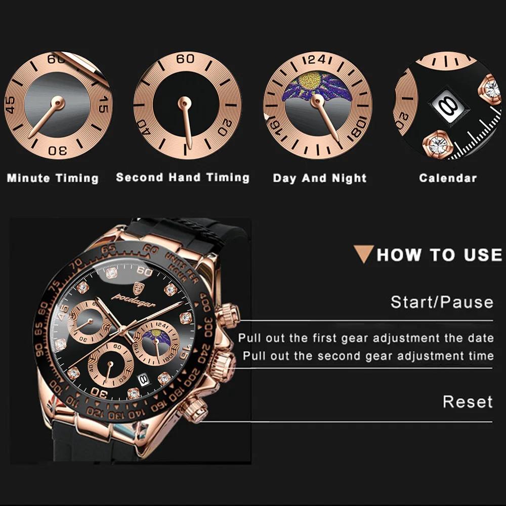 POEDAGAR mode luxe hommes montre-bracelet chronographe Date haute qualité Quartz homme montre étanch