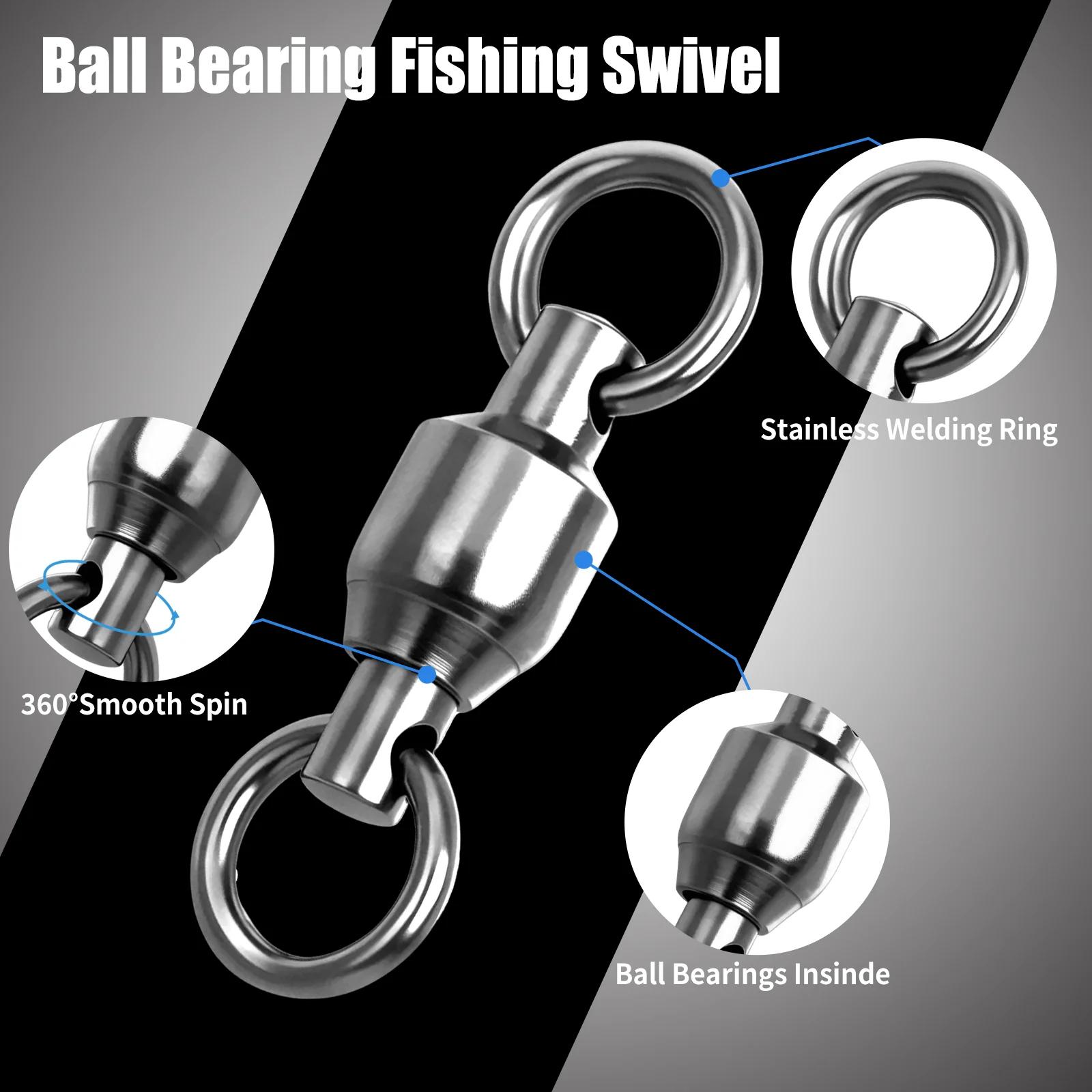 FishTrip roulement à billes émerillons 10-100 pièces pêche pivotant solide anneau de soudage en acie