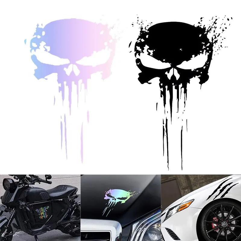 1 pièces autocollants de Moto crâne démon griffe HAHA autocollants pour Moto voiture casque noir Las