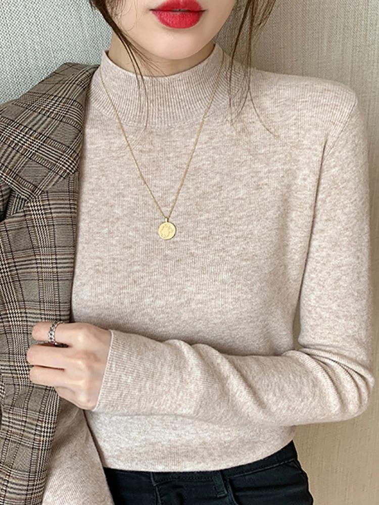 Pull col roulé AOSSVIAO pour femme, nouvelle collection 2026, hauts extensibles, pulls tricotés à ma