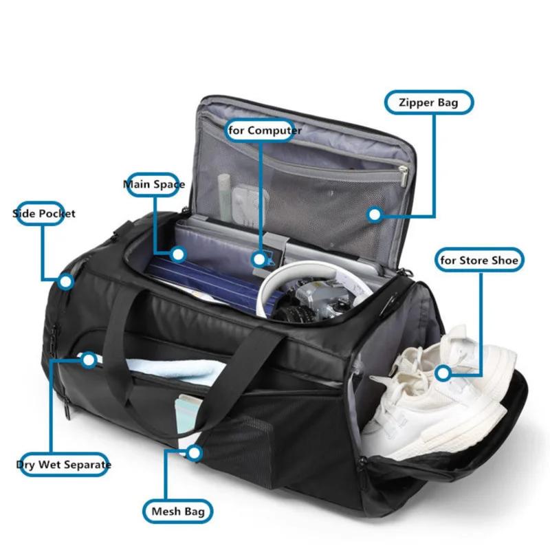 Sac de sport pour hommes, grande capacité, entraînement, Fitness, sac de sport, sac à dos sec et hum