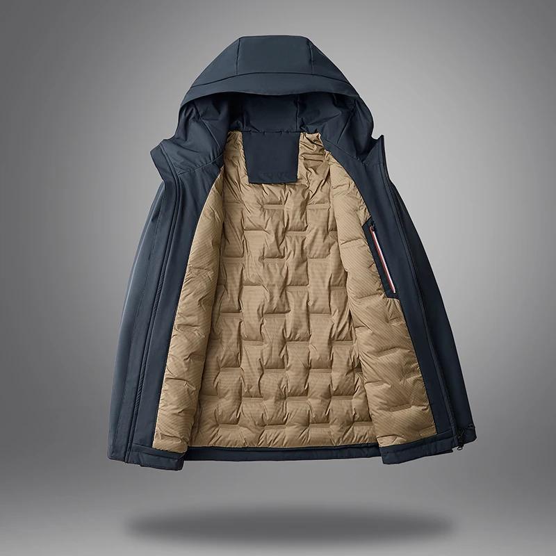 90% duvet de canard blanc hommes imperméable coupe-vent chaud doudoune 2025 veste d'hiver décontract