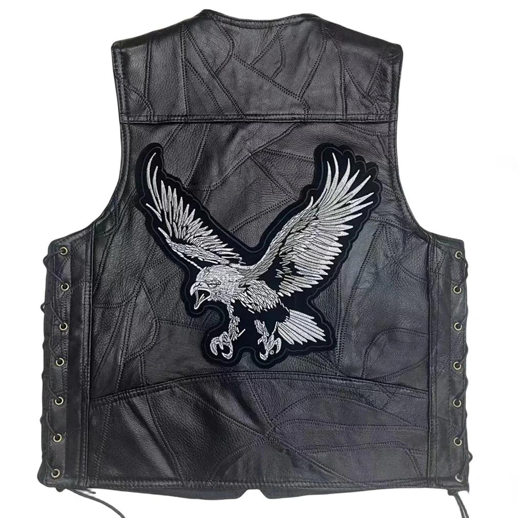 Gilet de moto en cuir pour homme, veste de motard punk, gilet d'équitation, veste de moto en fibre,