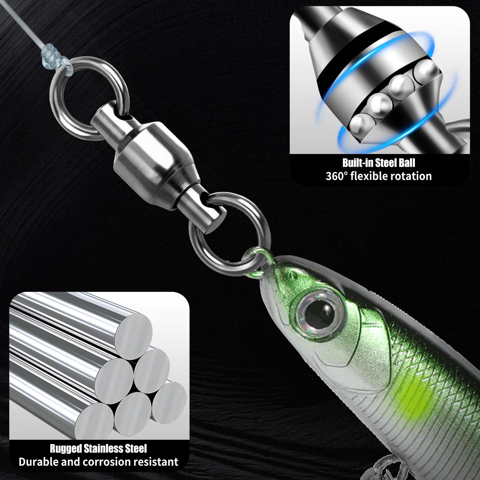 FishTrip roulement à billes émerillons 10-100 pièces pêche pivotant solide anneau de soudage en acie