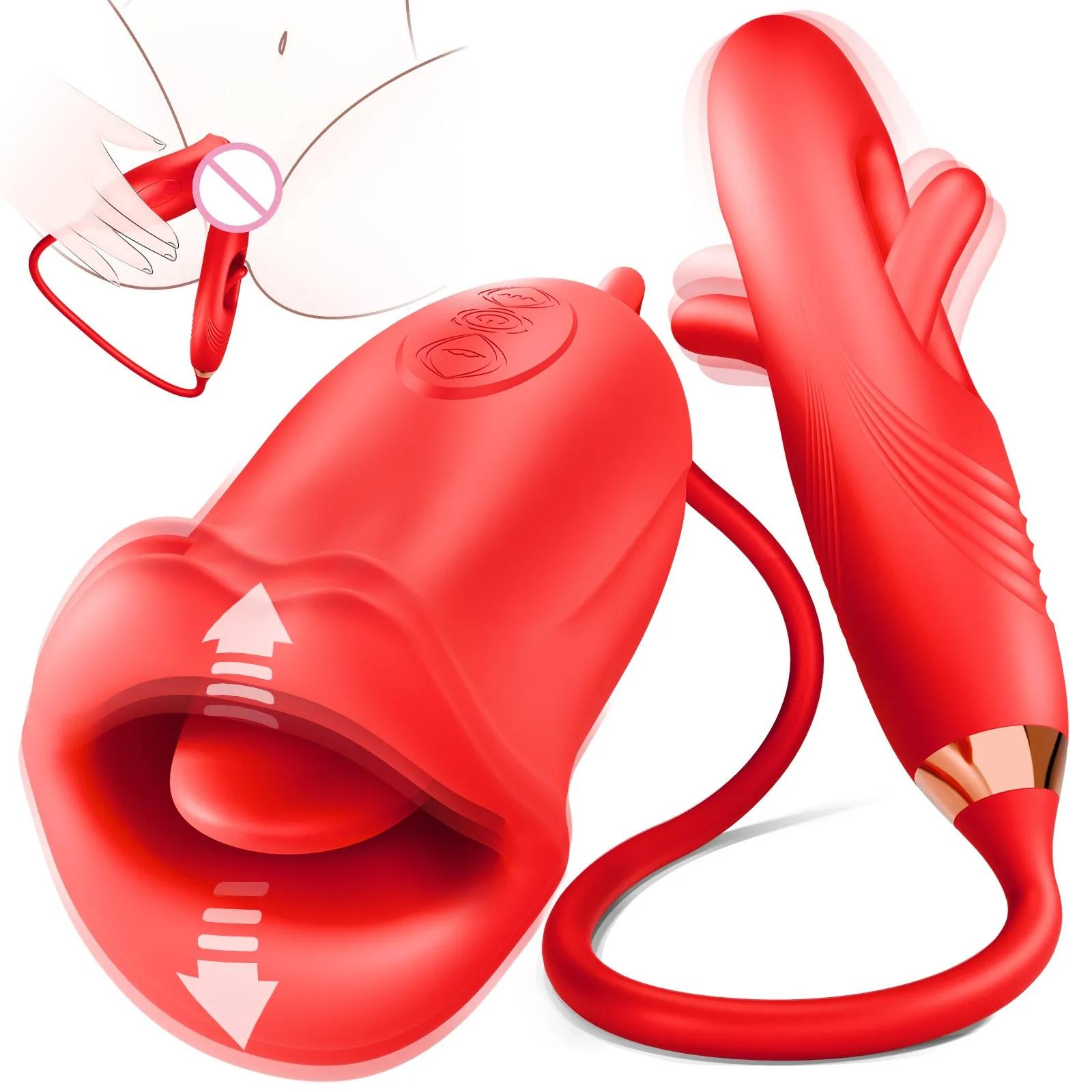 Vibromasseur gode léchant la langue pour femme, stimulateur de clitoris vaginal, masseur de point G,