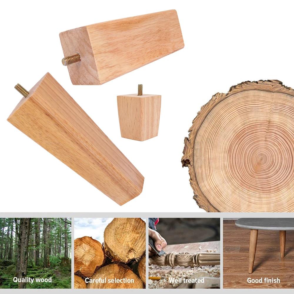 Pieds carrés pour meubles en bois massif, pieds pour canapé, armoires, lits, table settcopique, acce