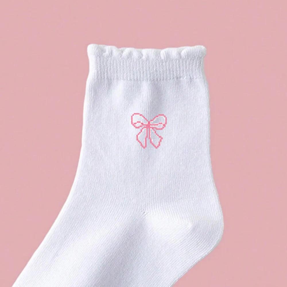 5 paires de chaussettes athlétiques à volants pour filles/enfants, conception d'arc Adorable, chauss