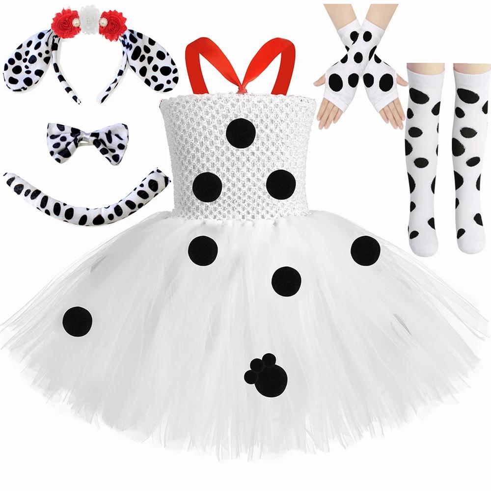 Costume de chien dalmatien pour petites filles, robe Tutu de chiot tacheté à pois, Costume de dalmat