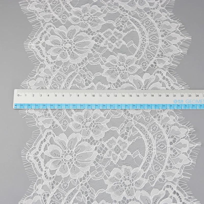 Dentelle à cils blanche, 22cm, 3 mètres/lot, décoration en tissu, accessoires pour robe de mariée, f