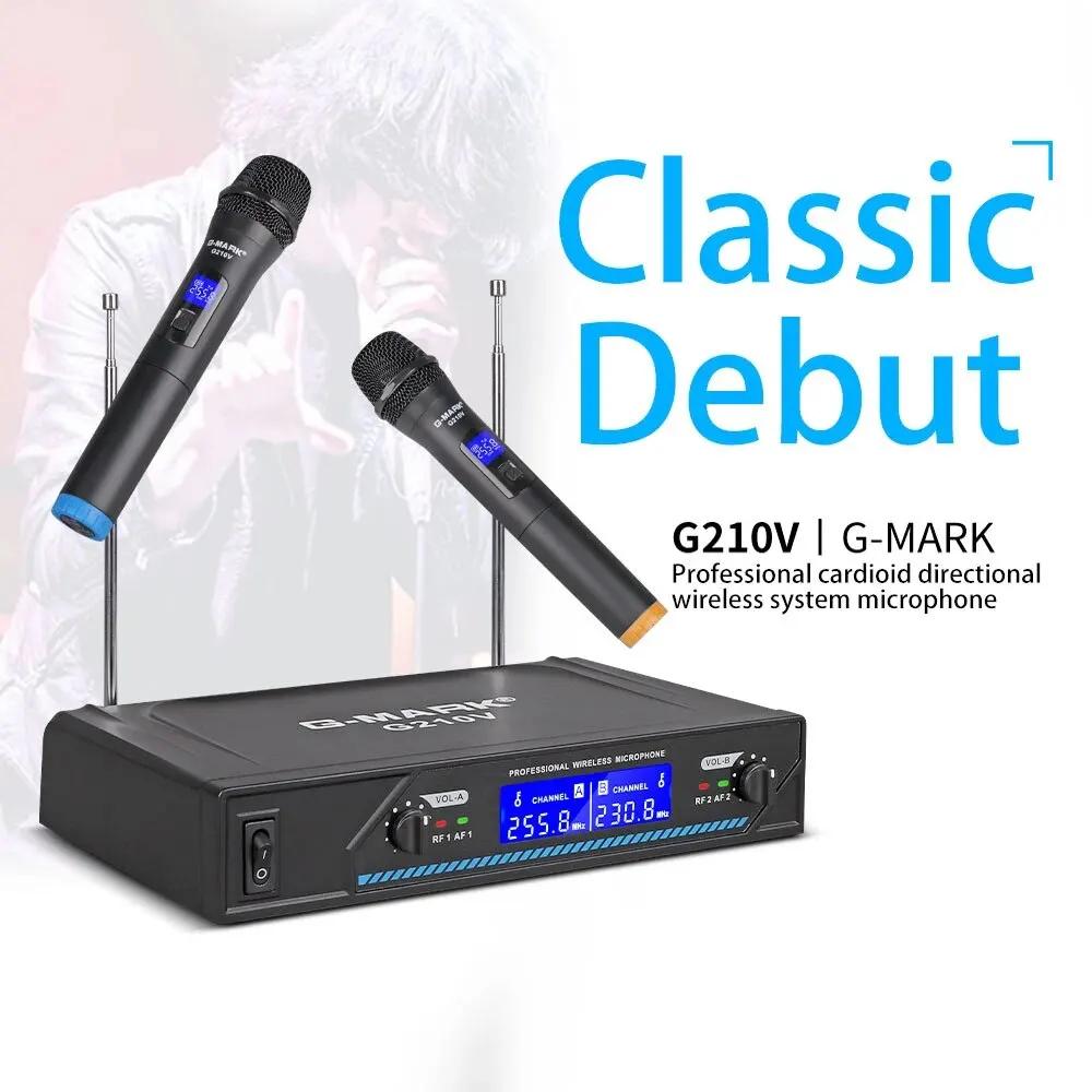 Microphone sans fil G-MARK G210V Professionnel 2 Canaux De Poche Karaoké Mic Pour Fête Réunion Églis