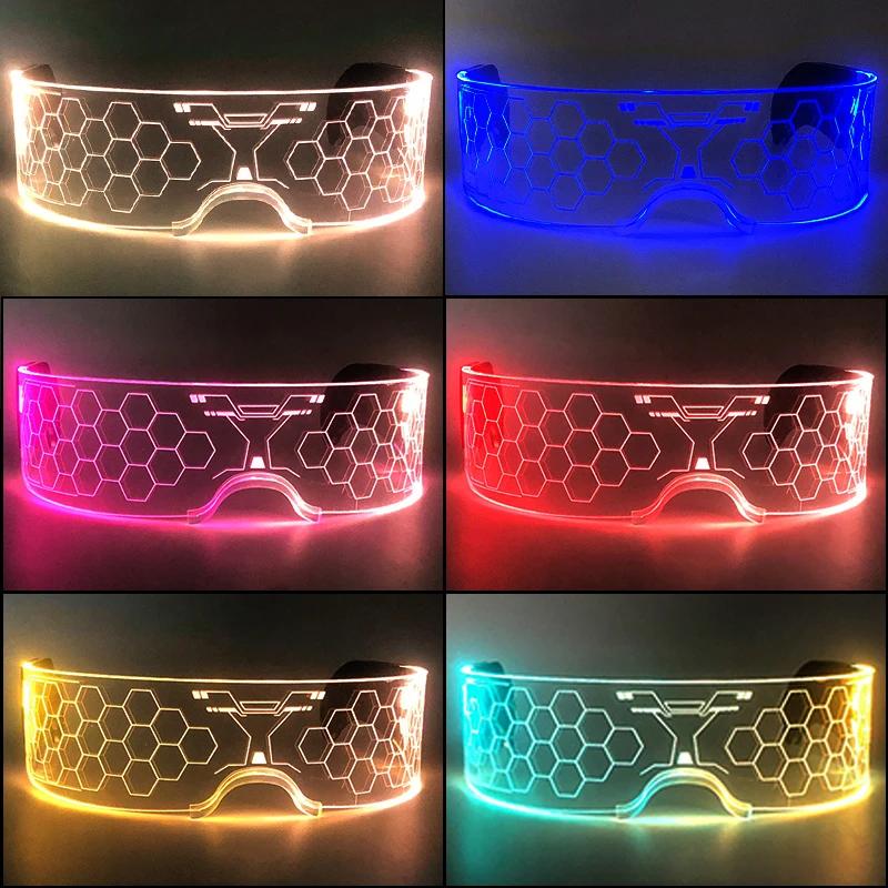 Lunettes de fête Shoous LED en acrylique, lunettes lumineuses, visière lumineuse au néon, lunettes d