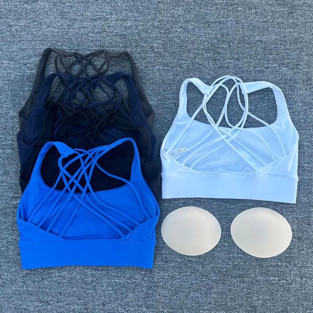 Soutien-gorge de sport pour femmes, Push Up, dos croisé, antichoc, course à pied, entraînement, sous