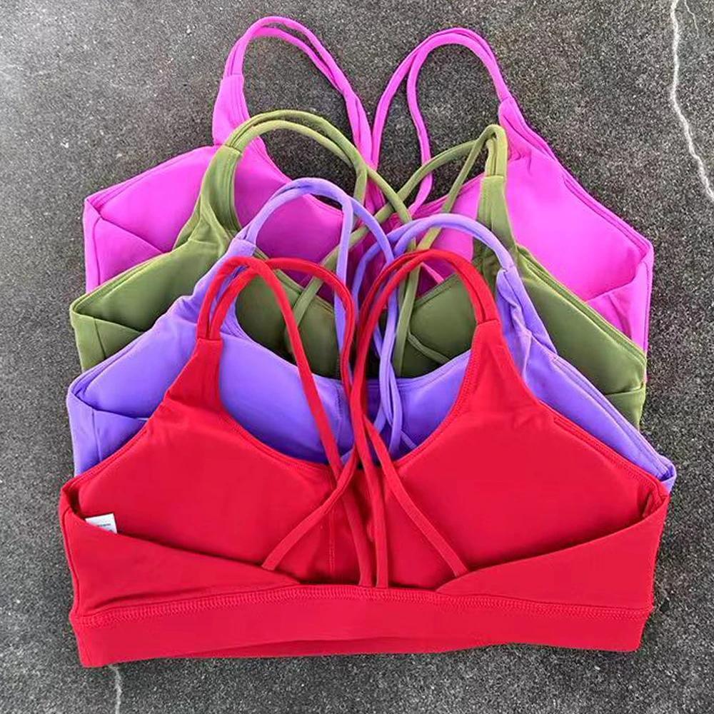 Soutien-gorge de sport push-up femme bretelles croisées - Brassière fitness yoga respirante