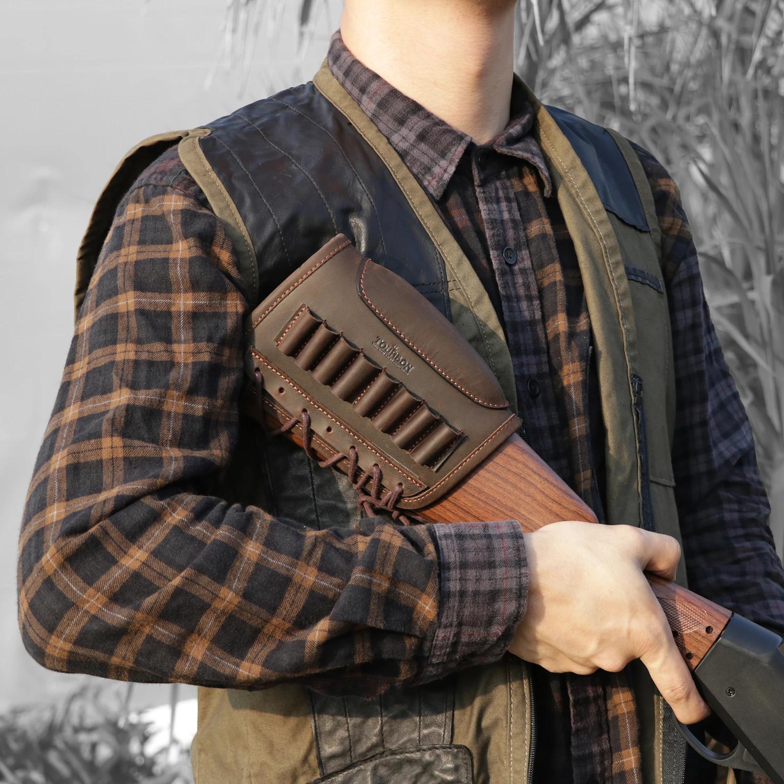 Tourbon-Juste de crosse en cuir avec support de munitions, accessoires de chasse, fusil, joue, odor,
