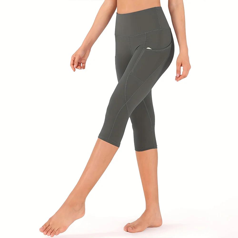 Leggings Capri pour femmes Leggings Capri taille haute avec poches pour femmes Pantalons de yoga Pan