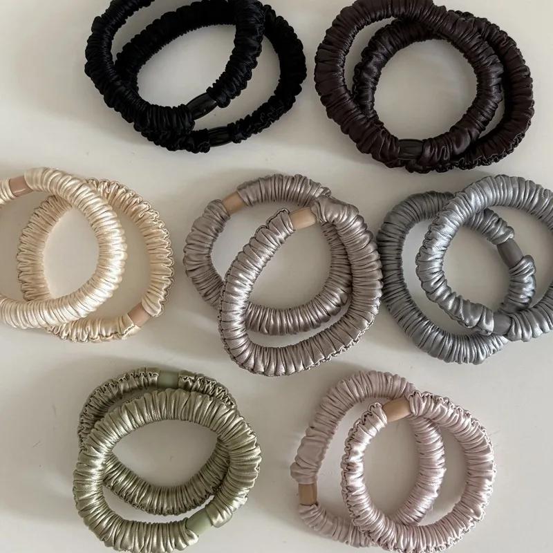 Chouchou élastique en soie pour femmes, couleur unie chouchou satin scrunchie cheveux Élastiques et