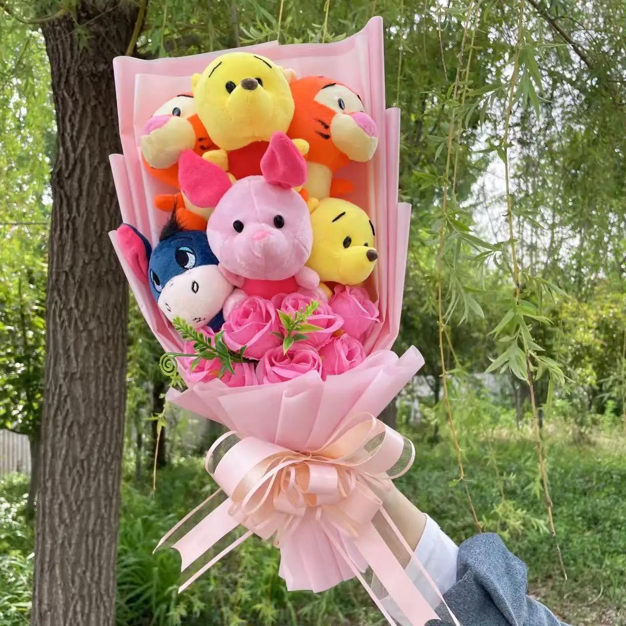 Dessin animé Winnie la piscine Bourriquet Bouquet boîte-cadeau animaux en peluche Bouquet de fleurs