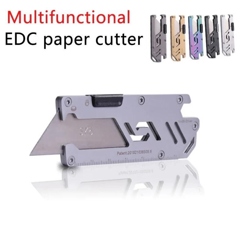 Couteau utilitaire pliant EDC en acier inoxydable, coupe-papier multifonction, couteau manuel, ouvre