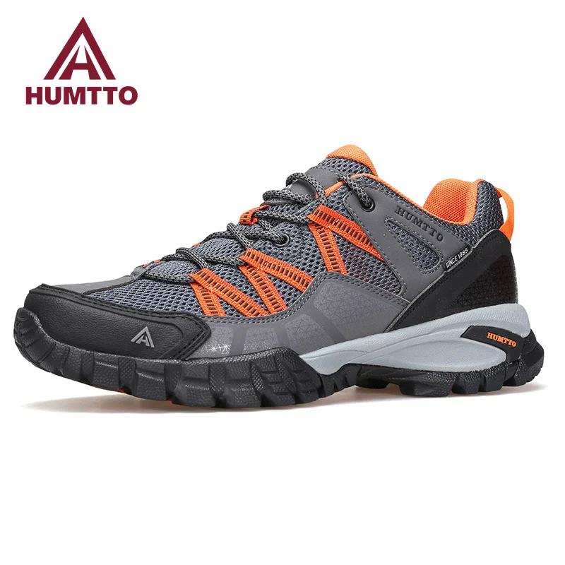Chaussures sport respirantes HUMTTO hommes - Baskets randonnée caoutchouc noir extérieur été