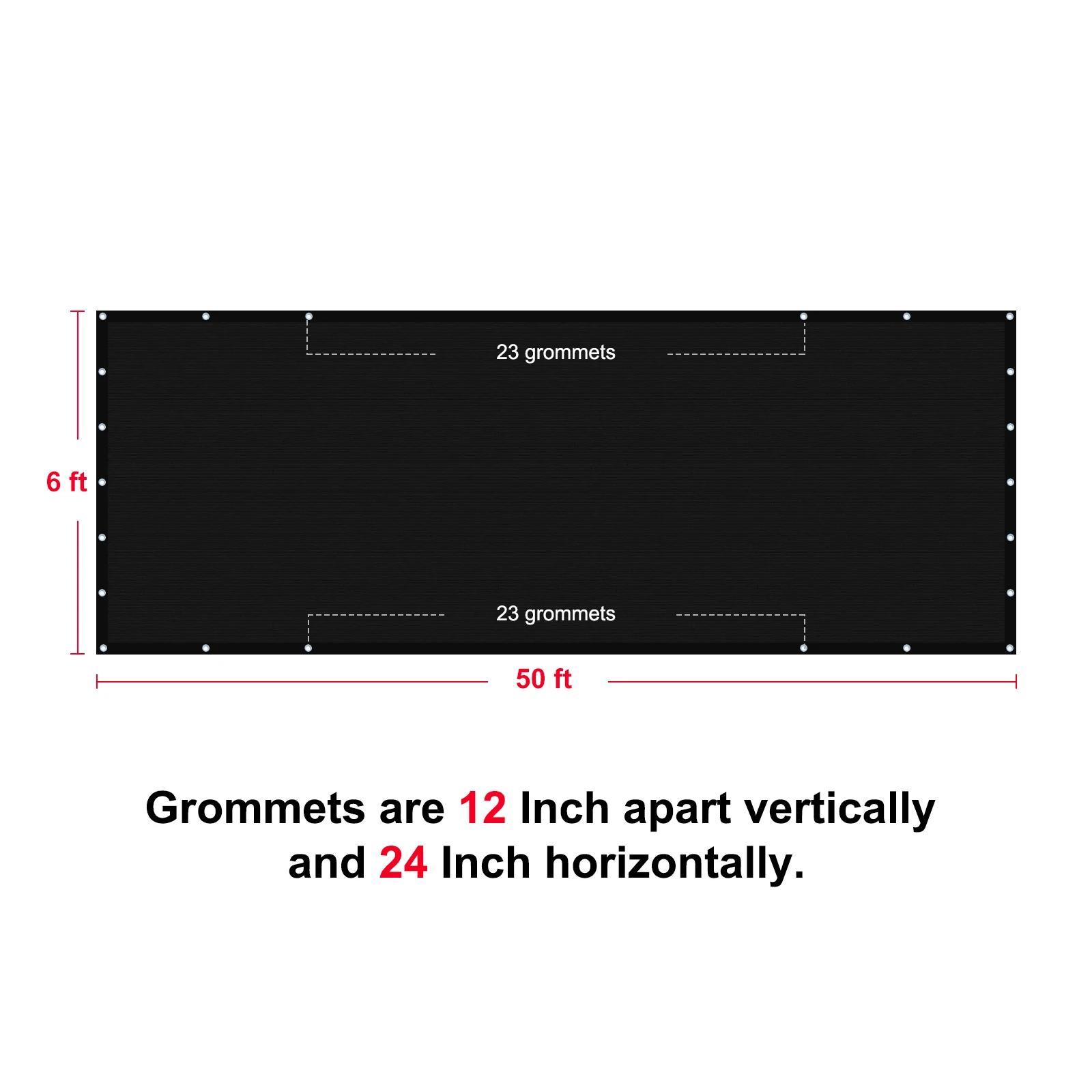 Clôture d'Intimité de 6 Pieds x 50 Pieds, Écran 90%, Ombre de Cigarage Temporaire pour Mur, Gazébo,