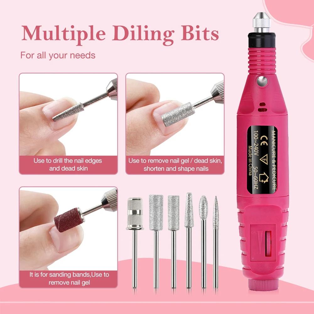 Polisseuse à ongles Portable 6 couleurs, nouvelle perceuse à ongles électrique, ponceuse à ongles, a