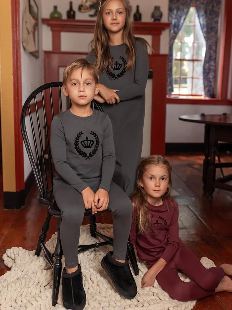 AP 2025 AW Royal velours couronne coton pj enfants mode famille correspondant vêtements enfants garç