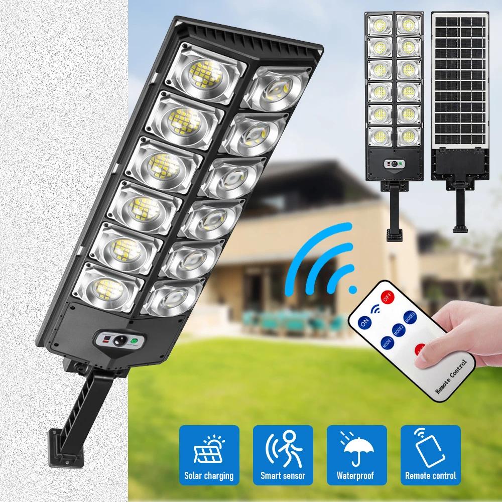 Lampadaires solaires extérieurs, lampe LED étanche, détecteur de mouvement de sécurité, 360 LED, 3 m