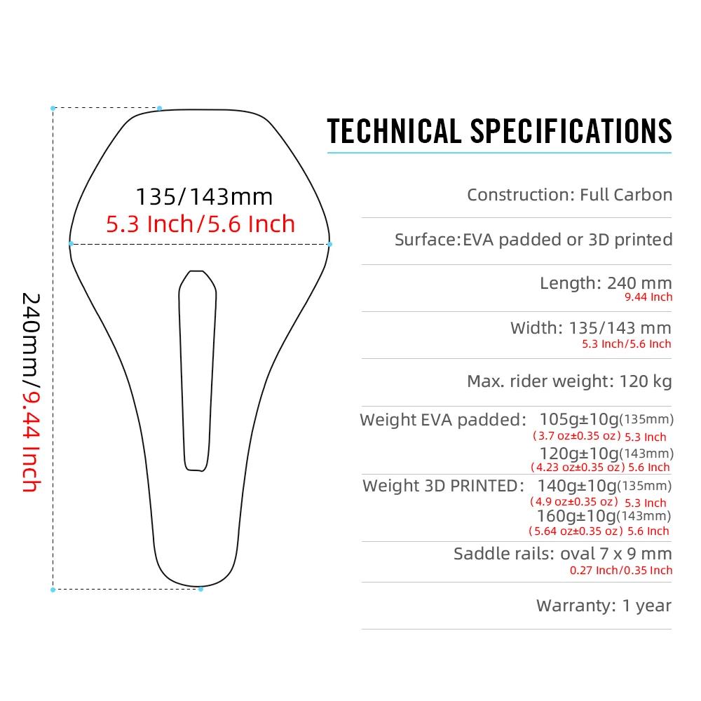 RYET-Selle de vélo imprimée en 3D ultralégère en carbone pour VTT, siège de route en gravier, pièces